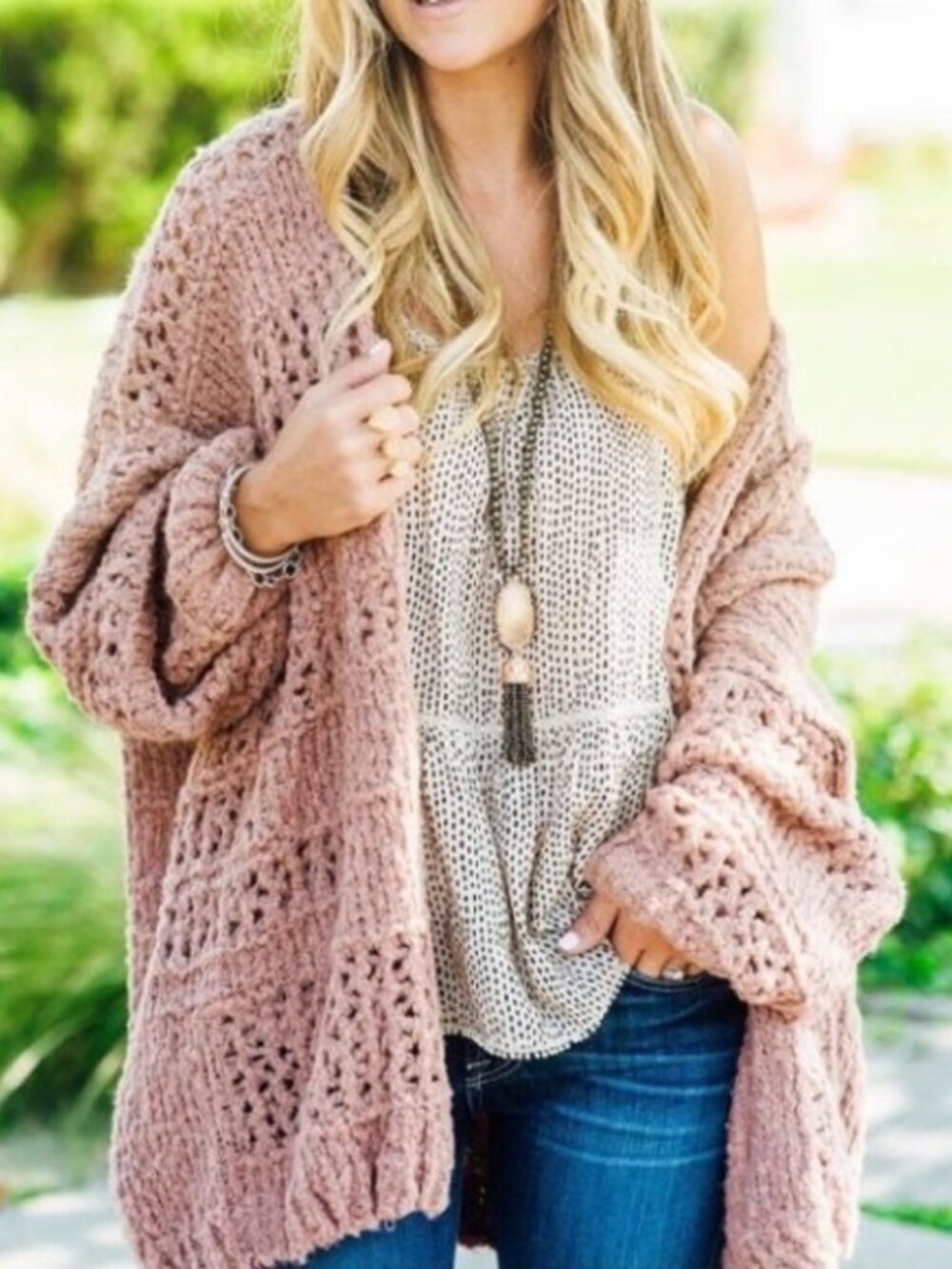 FREE PEOPLE Saturday Morning Cardigan - Dusty Pink ** Size XS-S